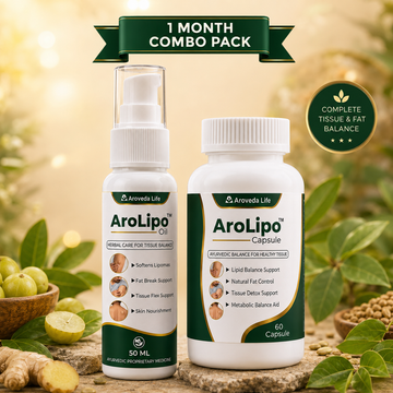 AroLipo™ Combo Pack – 60 Capsules + 50ml Oil | Ayurvedic Lipid Balance & Tissue Wellness Support