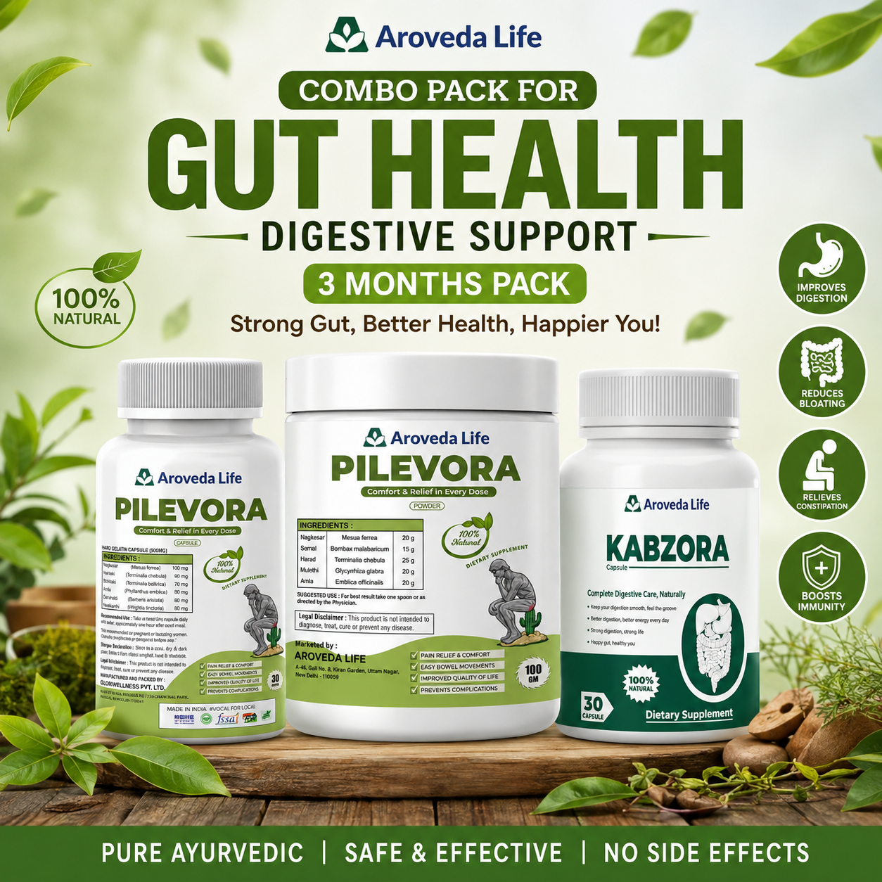 Gut Health & Digestive Support Combo Pack (3 Months)